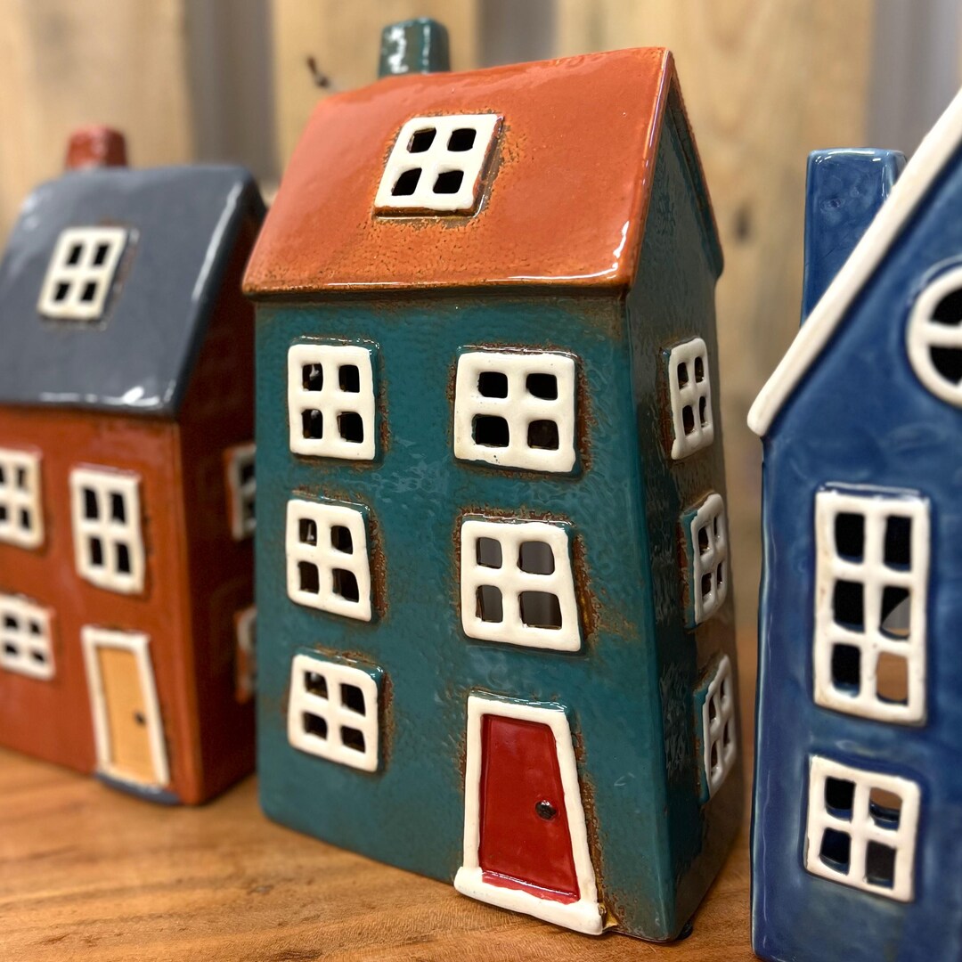 Handmade Ceramic Tea Light Village House Candleholder - Etsy