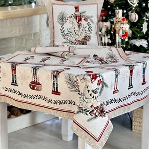 Tapestry Christmas tablecloth &quot;Nutcracker&quot;. Christmas table linens. Winter holiday decorations. Christmas gift. Home decor.