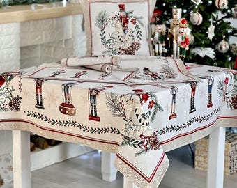 Tapestry Christmas tablecloth &quot;Nutcracker&quot;. Christmas table linens. Winter holiday decorations. Christmas gift. Home decor.