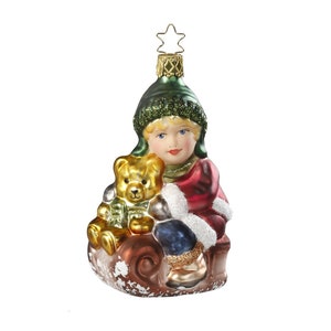 Glass Christmas Ornament - Sleigh ride. Collectible Bauble. Blown glass ornament. Christmas Tree Decoration. Handmade in Europe