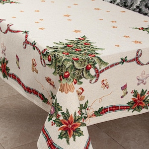 Tapestry Christmas tablecloth &quot;Christmas tree&quot;. Christmas table linens. Winter holiday decorations. Christmas gift. Home decor.