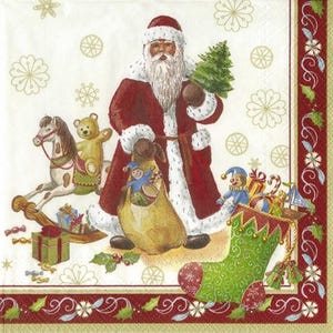 Tovaglioli di carta natalizi a tema Babbo Natale, 20 pezzi, 33 x 33 cm. Tovaglioli per: tavola, decoupage, veline, collage, scrapbooking. Prodotto in Europa.