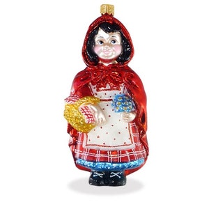 Glass Christmas Ornament - Red Riding Hood. Collectible Bauble. Blown glass ornament. Christmas Tree Decoration. Handmade in Europe