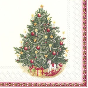 Tovaglioli di carta natalizi a forma di albero di Natale, 20 pezzi, 33 x 33 cm. Tovaglioli per: tavola, decoupage, veline, collage, scrapbooking. Prodotto in Europa.