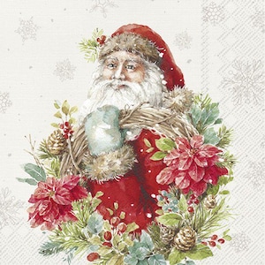Tovaglioli di carta natalizi a tema Babbo Natale, 20 pezzi, 25 x 25 cm. Tovaglioli per: tavola, decoupage, veline, collage, scrapbooking. Prodotto in Europa.