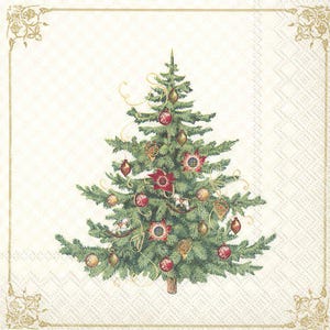 Tovaglioli di carta natalizi a forma di albero di Natale, 20 pezzi, 33 x 33 cm. Tovaglioli per: tavola, decoupage, veline, collage, scrapbooking. Prodotto in Europa.