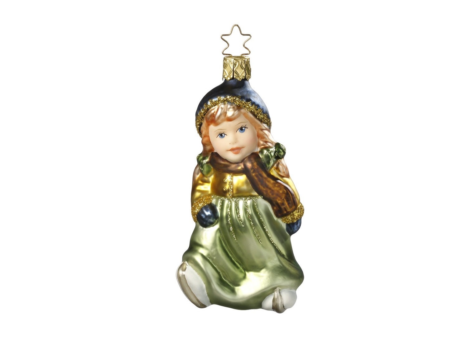 Glas Weihnachtsanhänger - Auf Eis. Sammler Kugel. Mundgeblasenes Glasornament. Christbaumschmuck. Handgefertigt in Europa