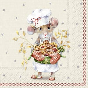 Tovaglioli di carta natalizi a forma di Topolino, 20 pezzi, 25 x 25 cm. Tovaglioli per: tavola, decoupage, veline, collage, scrapbooking. Prodotto in Europa.