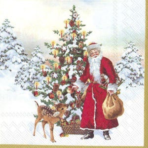Tovaglioli di carta natalizi a tema Babbo Natale, 20 pezzi, 25 x 25 cm. Tovaglioli per: tavola, decoupage, veline, collage, scrapbooking. Prodotto in Europa.
