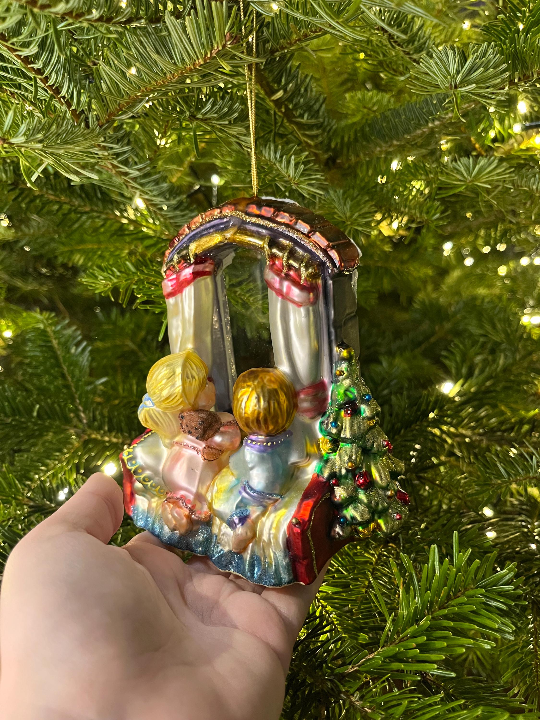 Glass Christmas Ornament - Looking for Santa. Collectible Bauble. Blown glass ornament. Christmas Tree Decoration. Handmade in Europe