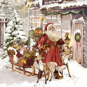 Tovaglioli di carta natalizi a tema Babbo Natale, 20 pezzi, 33 x 33 cm. Tovaglioli per: tavola, decoupage, veline, collage, scrapbooking. Prodotto in Europa.
