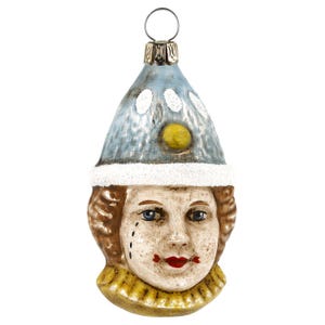 Glass Christmas Ornament - Clown vintage. Collectible Bauble. Blown glass ornament. Christmas Tree Decoration. Handmade in Europe