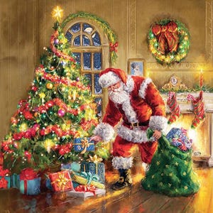 Tovaglioli di carta natalizi Babbo Natale e albero, 20 pezzi, 25 x 25 cm. Tovaglioli per: tavola, decoupage, veline, collage, scrapbooking. Prodotto in Europa.