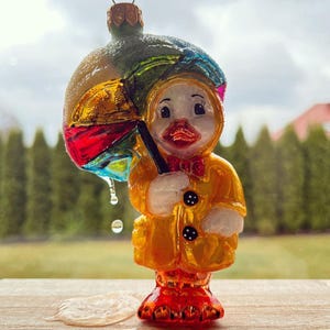 Glass Christmas Ornament - Duck. Collectible Bauble. Blown glass ornament. Christmas Tree Decoration. Handmade traditionally in Europe
