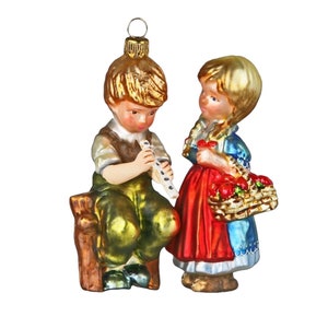 Collectible hand-blown and hand-painted glass tree ornament Flute. Made in the traditional method by the best European craftsmen.