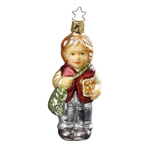 Glass Christmas Ornament - Henzel. Collectible Bauble. Blown glass ornament. Christmas Tree Decoration. Handmade traditionally in Europe