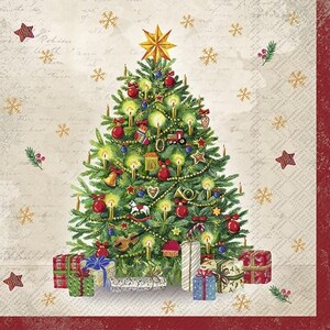 Tovaglioli di carta natalizi a forma di albero di Natale, 20 pezzi, 25 x 25 cm. Tovaglioli per: tavola, decoupage, veline, collage, scrapbooking. Prodotto in Europa.