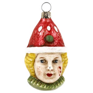 Glass Christmas Ornament - Clown vintage. Collectible Bauble. Blown glass ornament. Christmas Tree Decoration. Handmade in Europe