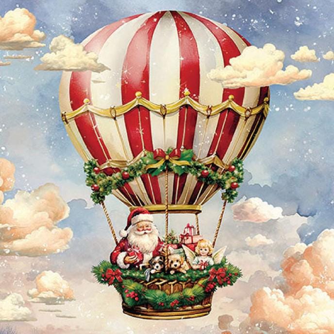 Christmas paper napkins Christmas balloon 20 pcs 25x25 cm. Napkins for: Dining, Decoupage, Craft Tissue, Collage, Scrapbook. Made in Europe