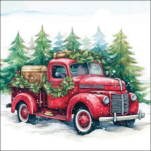 Tovaglioli di carta natalizi a forma di auto di Natale, 20 pezzi, 33 x 33 cm. Tovaglioli per: tavola, decoupage, veline, collage, scrapbooking. Prodotto in Europa.