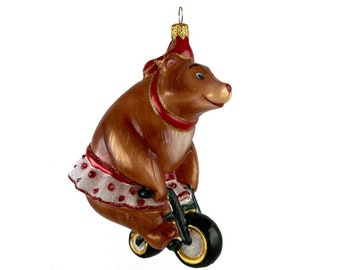 Bear - Glass Christmas Ornament. Collectible Bauble. Blown glass ornament. Christmas Tree Decoration. Handmade traditionally in Europe