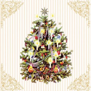 Tovaglioli di carta natalizi "Albero vintage", 20 pezzi, 25 x 25 cm. Tovaglioli per: tavola, decoupage, veline, collage, scrapbooking. Prodotto in Europa.