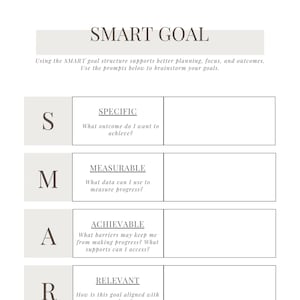 SMART Goal Printable Checklist and Worksheet Goal Planner - Etsy