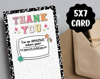Teacher Thank You Card | Printable Gift Card Holder | Thank You Card Printable | Teacher Appreciation Card | Thank You Card