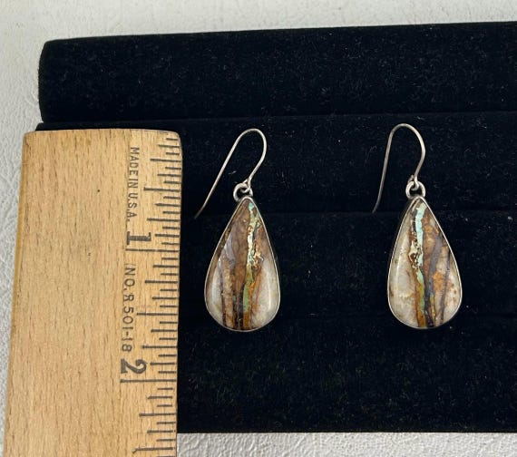 Native American Sterling Silver Opalized Wood Dan… - image 6