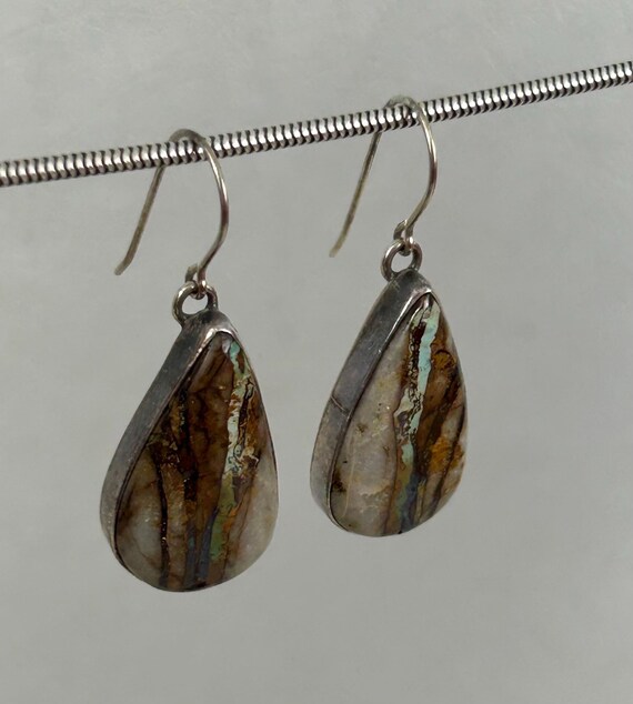 Native American Sterling Silver Opalized Wood Dan… - image 3