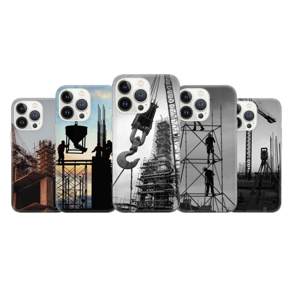 Funda para teléfono de construcción Funda artística de ingeniería apta para iPhone 15 Pro Max, 14 Plus, 13, 12, 11, XR, XS y Samsung S23, S22, A54, A53, Pixel 8,7