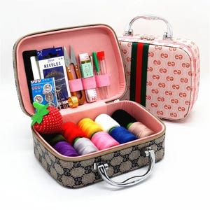Kits de hilos de coser, herramientas de bordado portátiles DIY, caja de almacenamiento multifunción, accesorios de costura para acolchar, Día de San Valentín