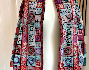 Palestinian Tatreez Embroidery Jacket Women's Jacket Palestinian Embroidered Cape TATREEZ Traditional Red Thobe
