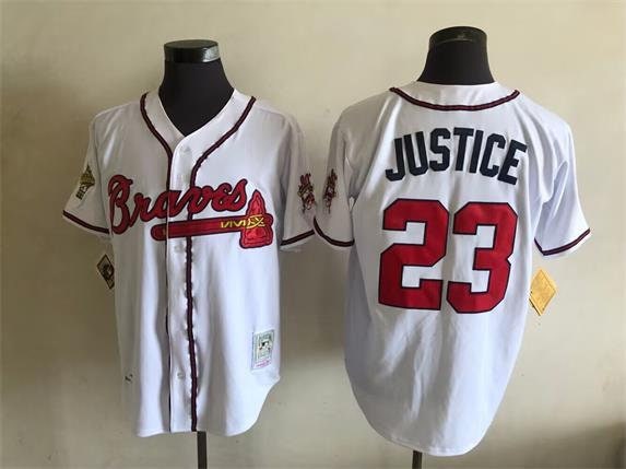 Men's True-Fan White/Navy Atlanta Braves Pinstripe Jersey 