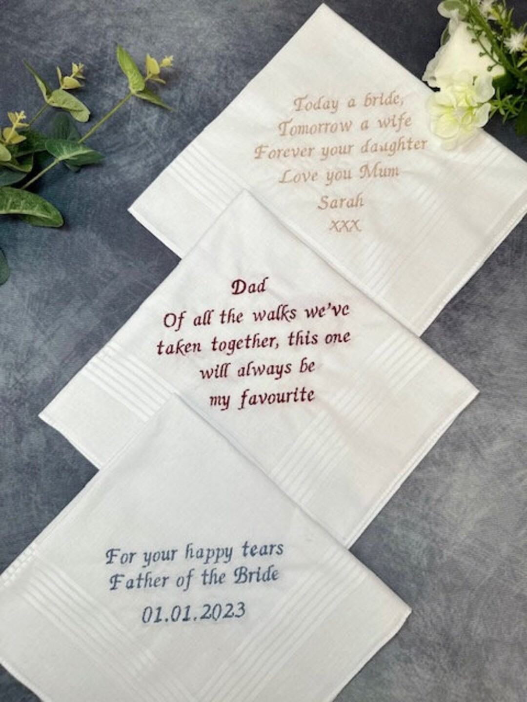 Personalised Handkerchief Embroidered Handkerchief Wedding Handkerchief Anniversary Gift Special