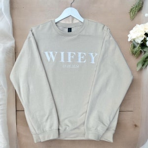 Wifey Sweatshirt Wife Sweatshirt Wife Gift Wifey Jumper Wifey Sweater Wedding Gift Bridal Gift image 1