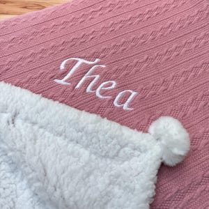 Personalised Cable Knit Baby Blanket: Embroidered Fleece Gift