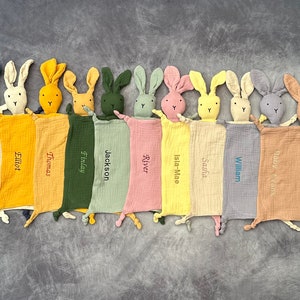 Personalised Rabbit Baby Comforter | Baby Shower Gift | Baby Gift | Christmas Gift | Baby Comforter | Baby Muslin Embroidered