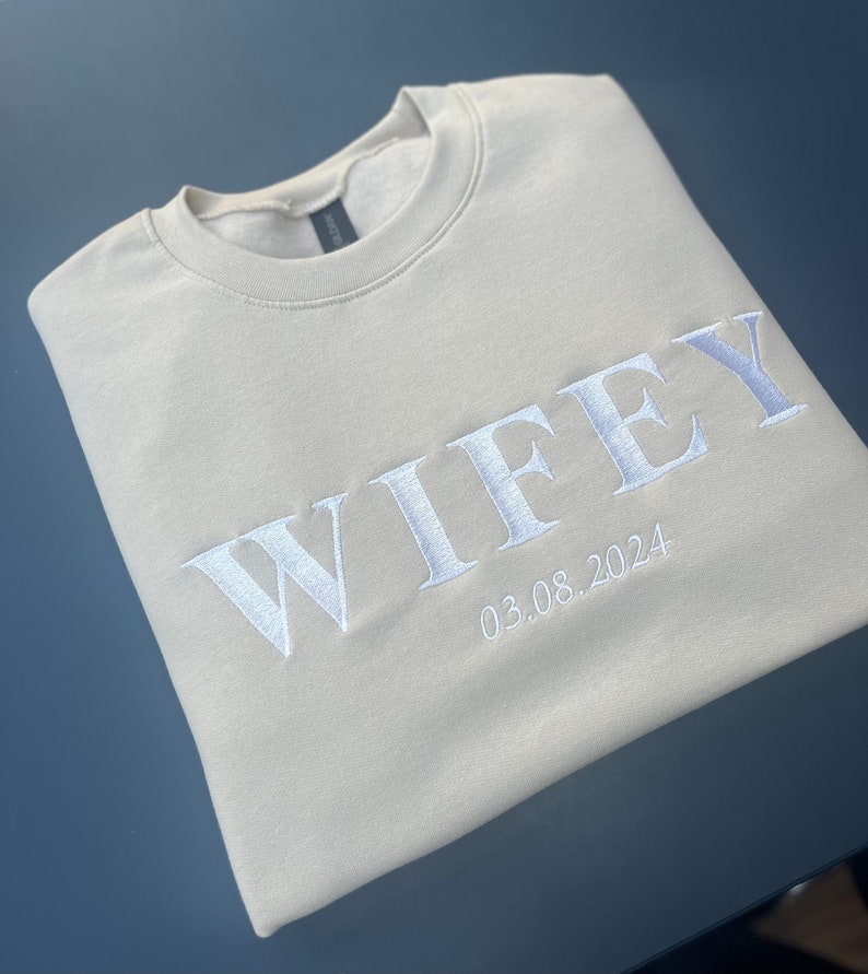 Wifey Sweatshirt Wife Sweatshirt Wife Gift Wifey Jumper Wifey Sweater Wedding Gift Bridal Gift image 3