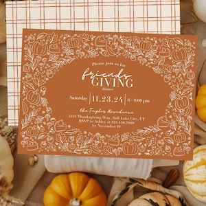 Friendsgiving Invitation Editable Thanksgiving Friendsgiving Invite Party Invitation Friendsgiving Potluck Invitation Editable Template