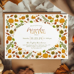 Friendsgiving Invitation Editable Thanksgiving Friendsgiving Invite Party Invitation Friendsgiving Potluck Invitation Editable Template