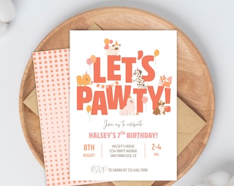 Puppy Birthday Party Printable Dog-Themed Invitation for Kids Puppy Adoption Party, Editable Template – Instant Download, Canva Template