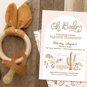 cowgirl western baby shower invitation template