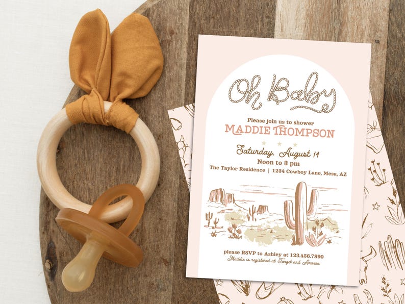 cowgirl western baby shower invitation template