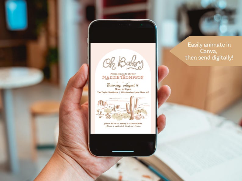 Editable cowgirl baby shower invitation template wild west theme