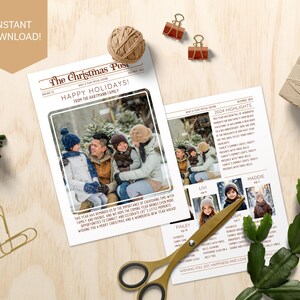 Christmas newsletter template for 4 kids family photo Christmas card