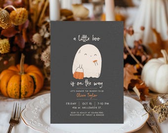 A Little Boo Baby Shower Invitation Printable Template Autumn Halloween Baby Shower Invitation Fall Baby Shower Invite Editable DIY Invite