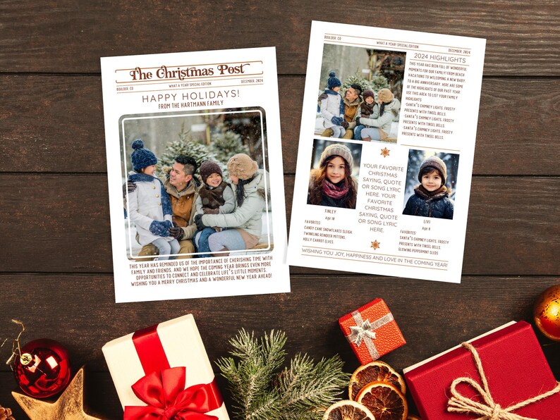 Christmas newsletter template for families with 2 3 or 4 kids