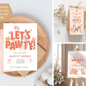 let's pawty puppy adoption certificate package welcome sign thank you tags puppy theme