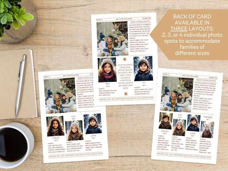 Christmas family photo greeting card newspaper Holiday newsletter card template